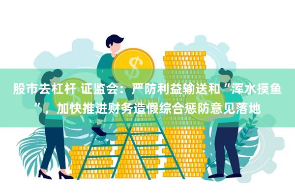 股市去杠杆 证监会：严防利益输送和“浑水摸鱼”，加快推进财务造假综合惩防意见落地